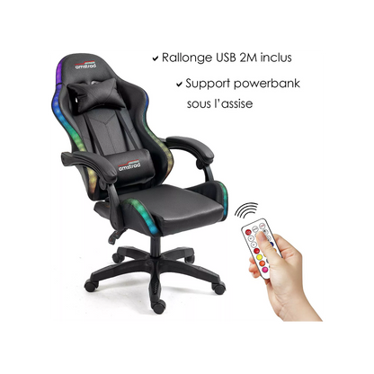 Chaise gaming AMSTRAD AVEC LED DARKSIDE 366 effets