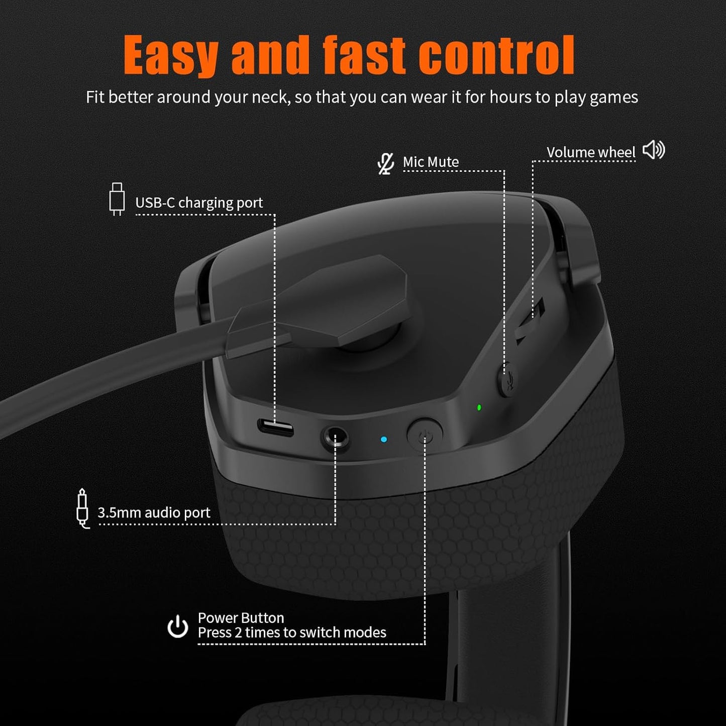 NUBWO G06 Double Casque Gaming sans Fil avec Microphone pour PS5, PC